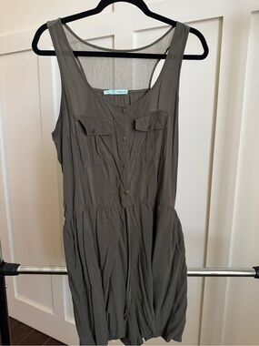 Maurices Olive Sleeveless Button-Front Mini Dress
